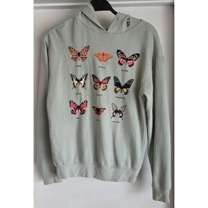 Cold Crush Hoodie XS Green Butterfly Pullover Women Long Sleeve Sweatshirt Top